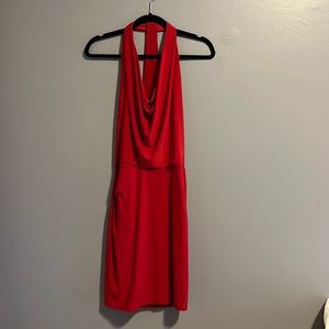 Red Stretch Halter Bodycon Dress